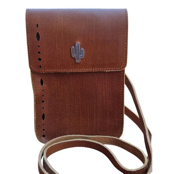 Most Wanted USA Cactus Mini Crossbody Bag Brown Leather Festival NEW - Picture 2 of 10